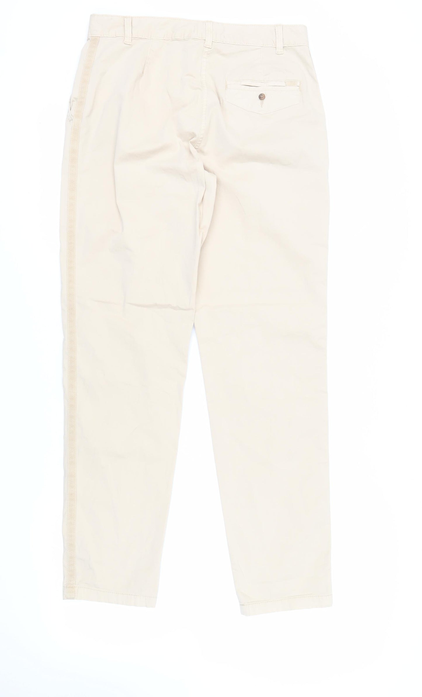 Marks and Spencer Womens Beige Cotton Chino Trousers Size 12 L31 in Regular Button