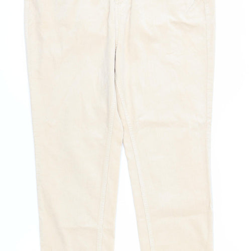 Marks and Spencer Womens Beige Cotton Trousers Size 20 L29 in Regular Zip