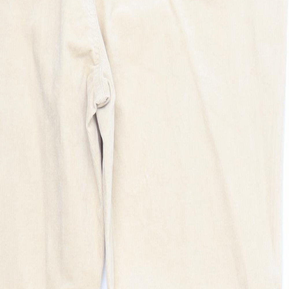 Marks and Spencer Womens Beige Cotton Trousers Size 20 L29 in Regular Zip