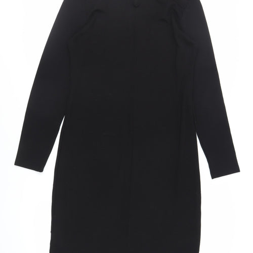 Fransa Womens Black Viscose Sheath Size XL Round Neck Button - Studded