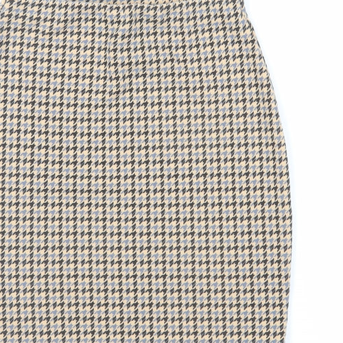 New Look Womens Beige Geometric Polyester Mini Skirt Size 6 - Elasticated Waist