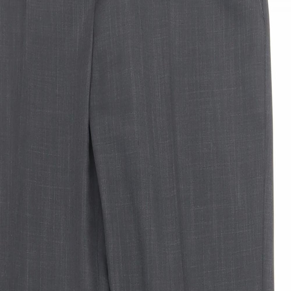 Marks and Spencer Womens Grey Polyester Dress Pants Trousers Size 14 L32 in Regular Zip