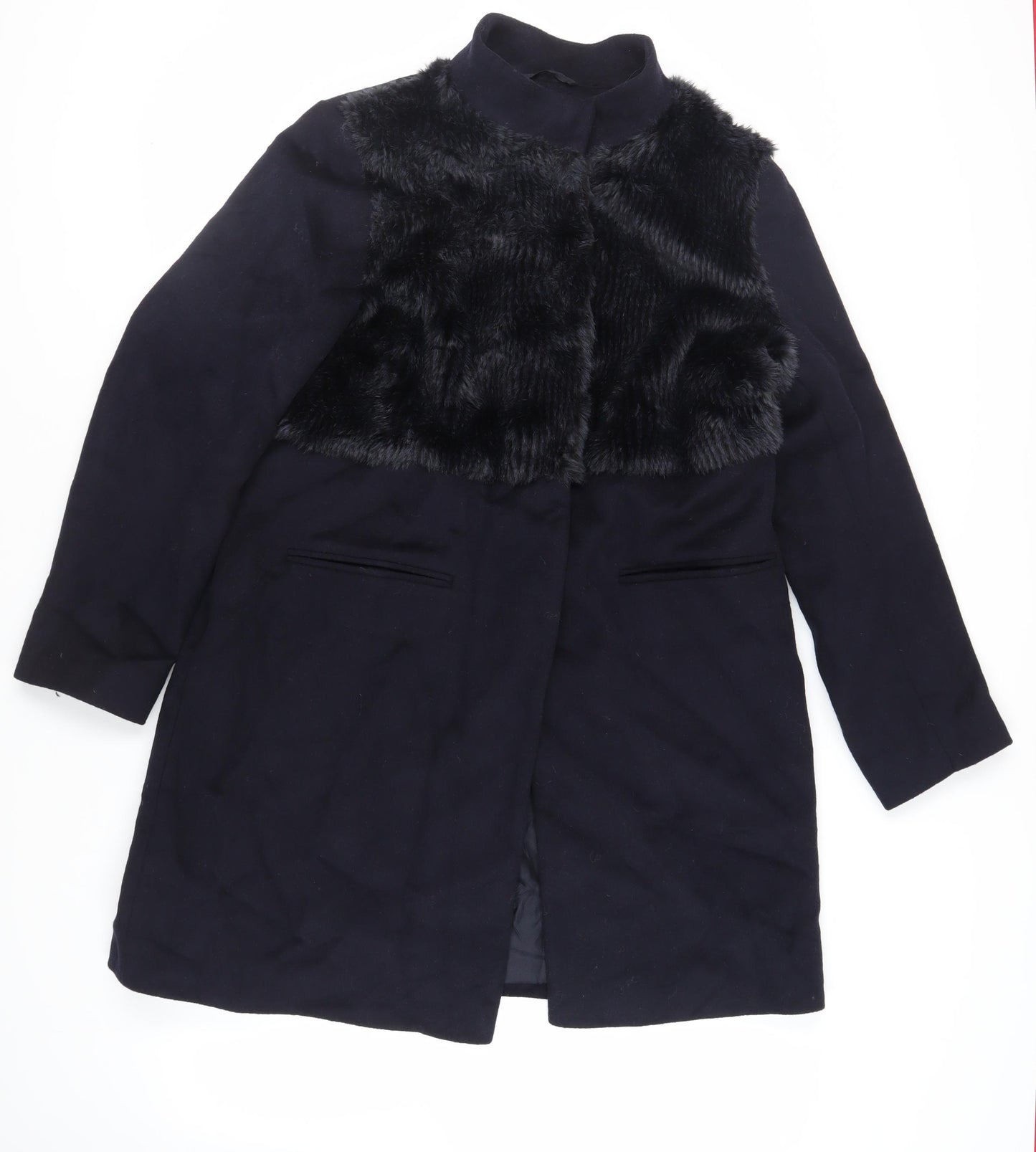 Per Una Womens Blue Overcoat Coat Size 18 Snap