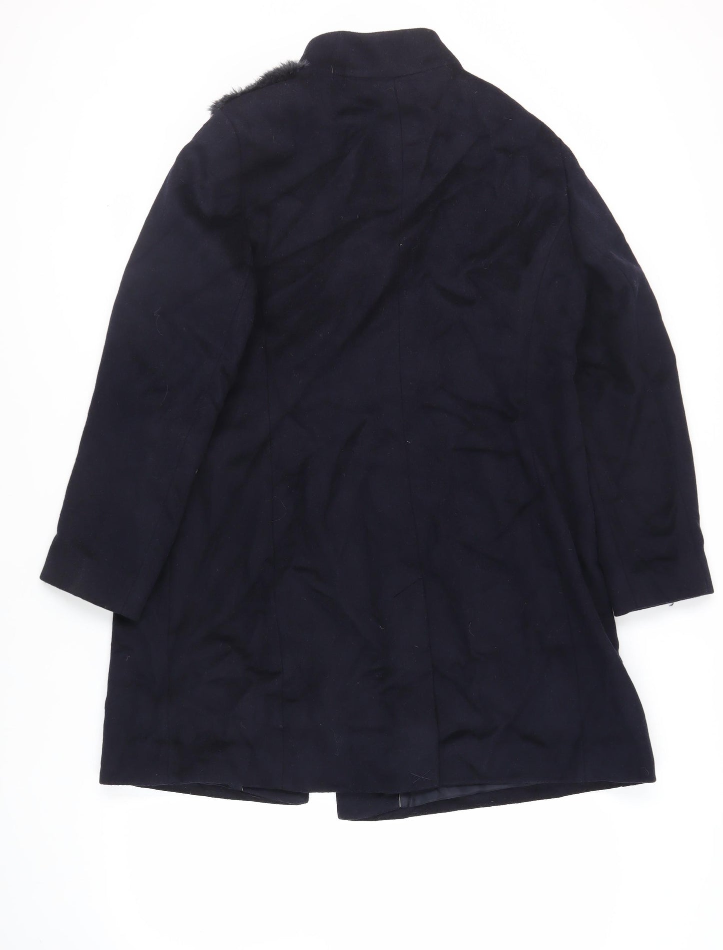 Per Una Womens Blue Overcoat Coat Size 18 Snap