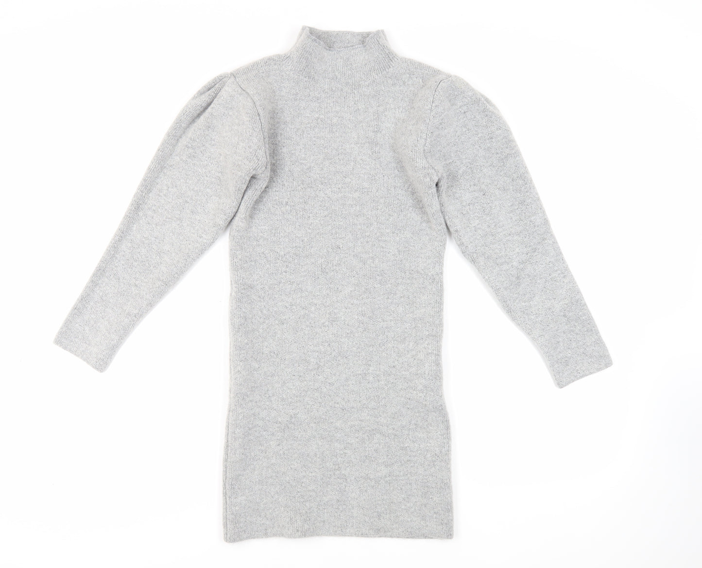 Missguided Womens Grey Acrylic Jumper Dress Size 6 High Neck Pullover