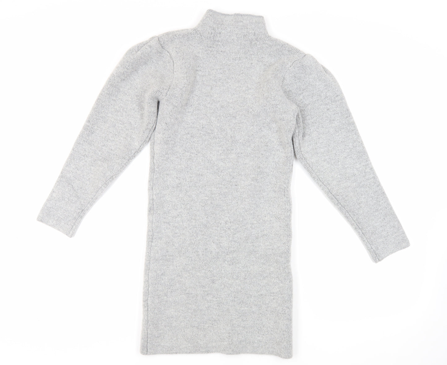 Missguided Womens Grey Acrylic Jumper Dress Size 6 High Neck Pullover
