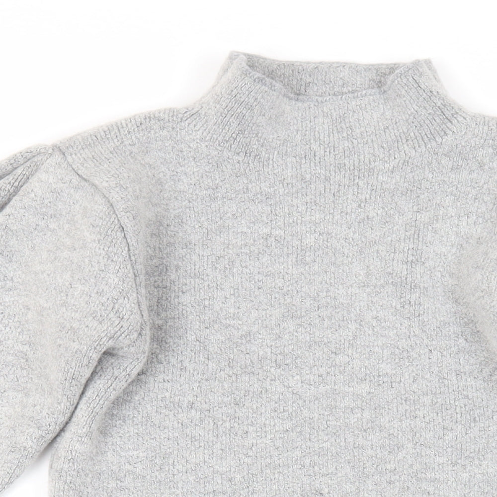 Missguided Womens Grey Acrylic Jumper Dress Size 6 High Neck Pullover
