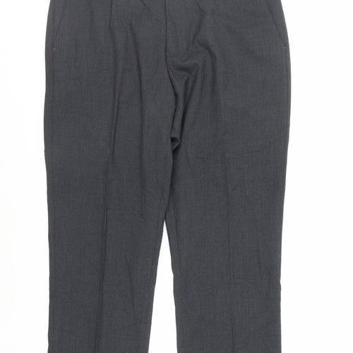 Greenwoods Mens Grey Polyester Dress Pants Trousers Size 36 in L29 in Regular Zip