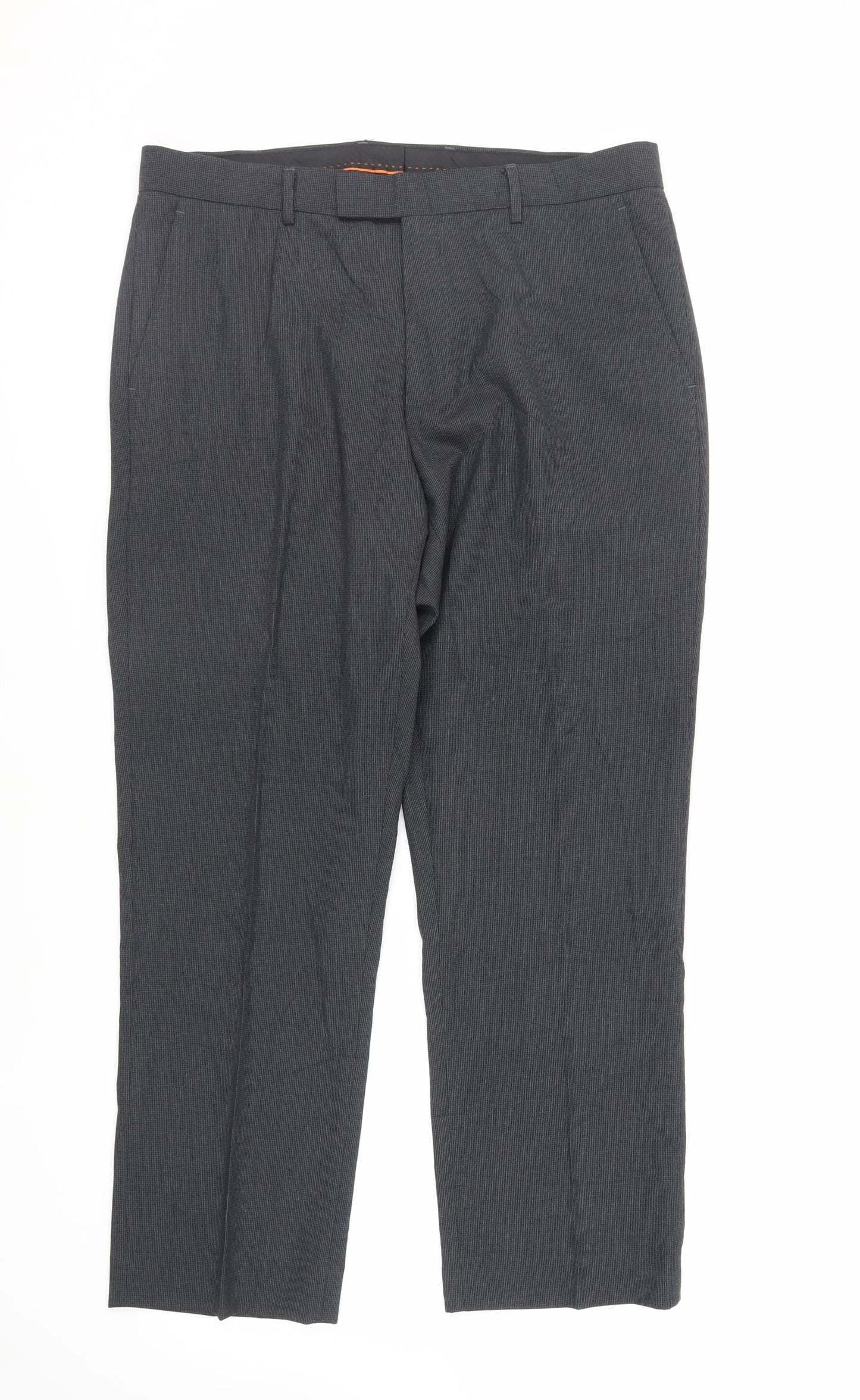 Greenwoods Mens Grey Polyester Dress Pants Trousers Size 36 in L29 in Regular Zip