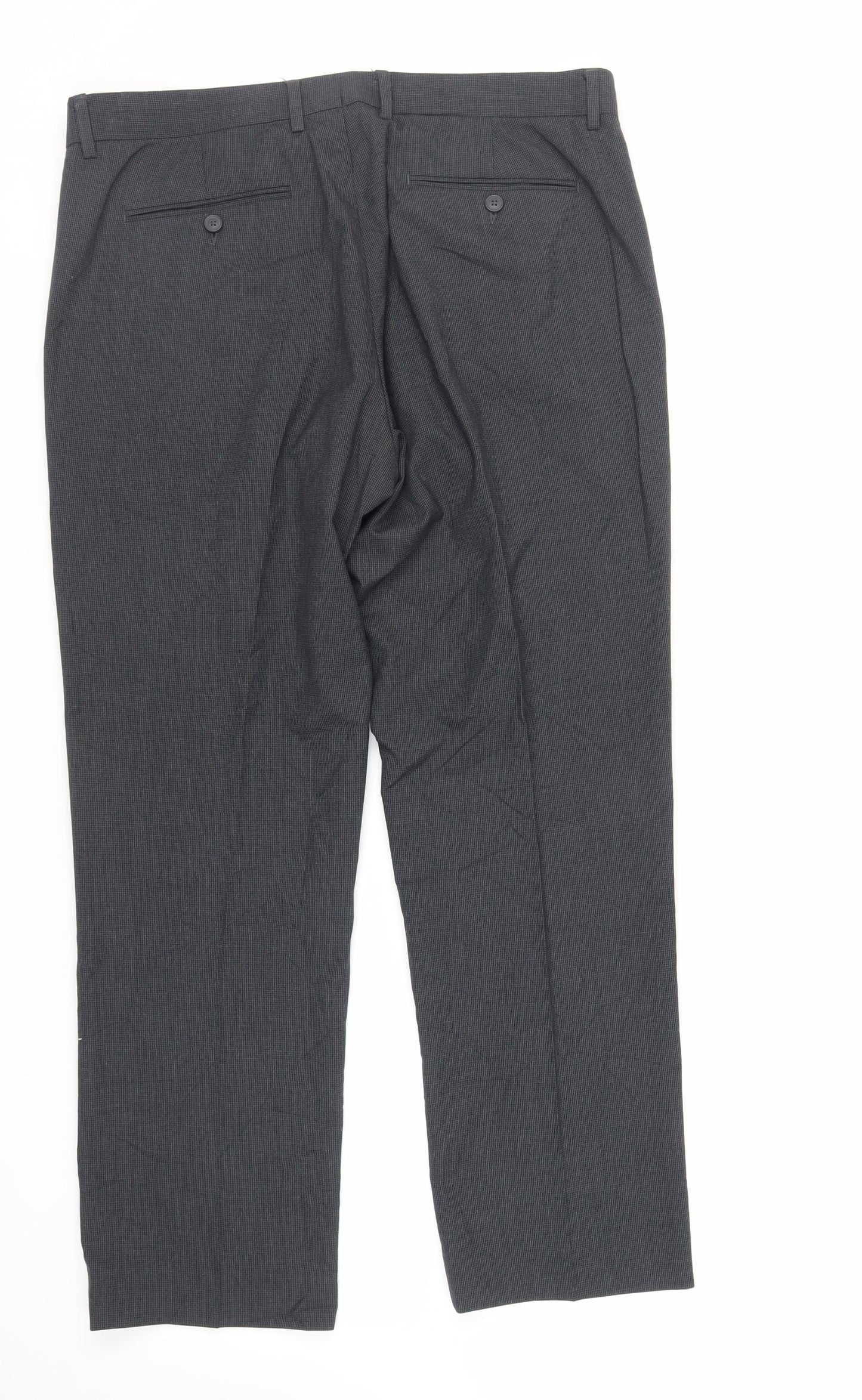 Greenwoods Mens Grey Polyester Dress Pants Trousers Size 36 in L29 in Regular Zip