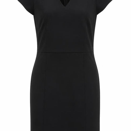Mango Womens Black Cotton Pencil Dress Size L V-Neck Zip