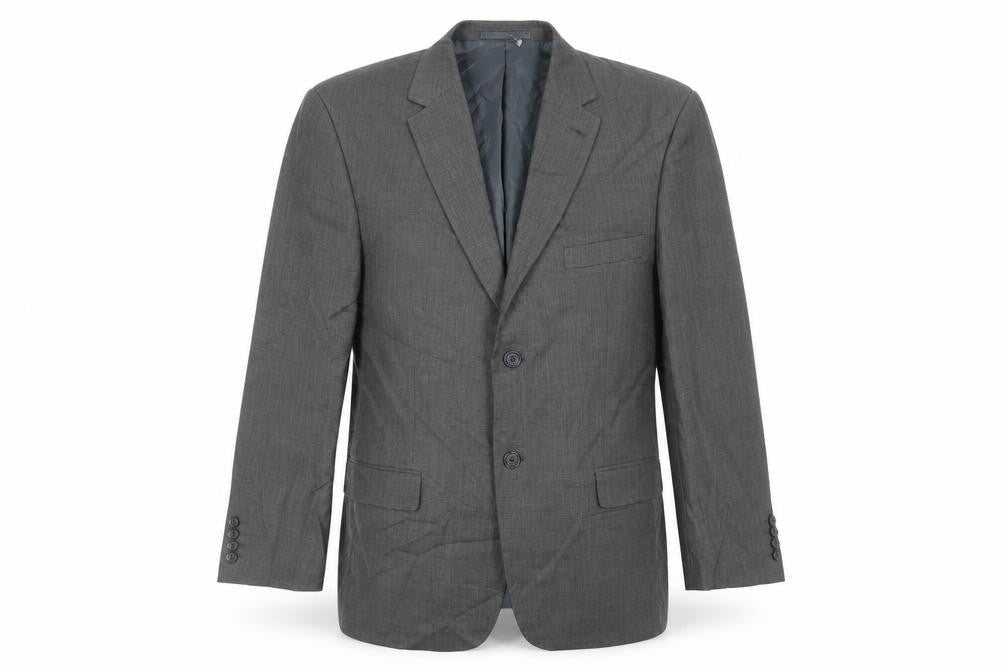 Front view of Greenwoods men’s grey polyester jacket suit jacket, size 42, regular