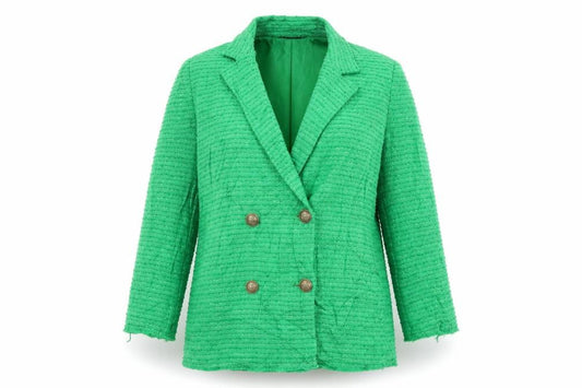 Front view of Zara women’s green jacket blazer, size L, button