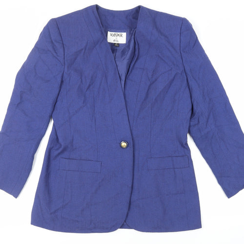 Kasper Womens Blue Jacket Blazer Size 12 Button - Vintage