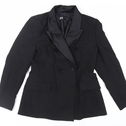 Zara Womens Black Jacket Blazer Size L Button