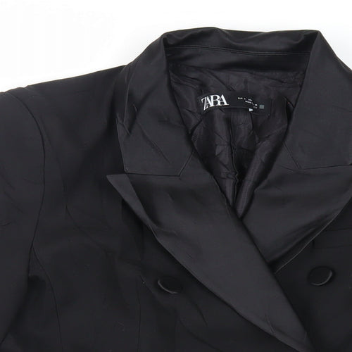 Zara Womens Black Jacket Blazer Size L Button
