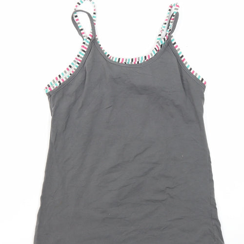 Topshop Womens Grey Polyester Blend Basic Tank Size 12 Round Neck