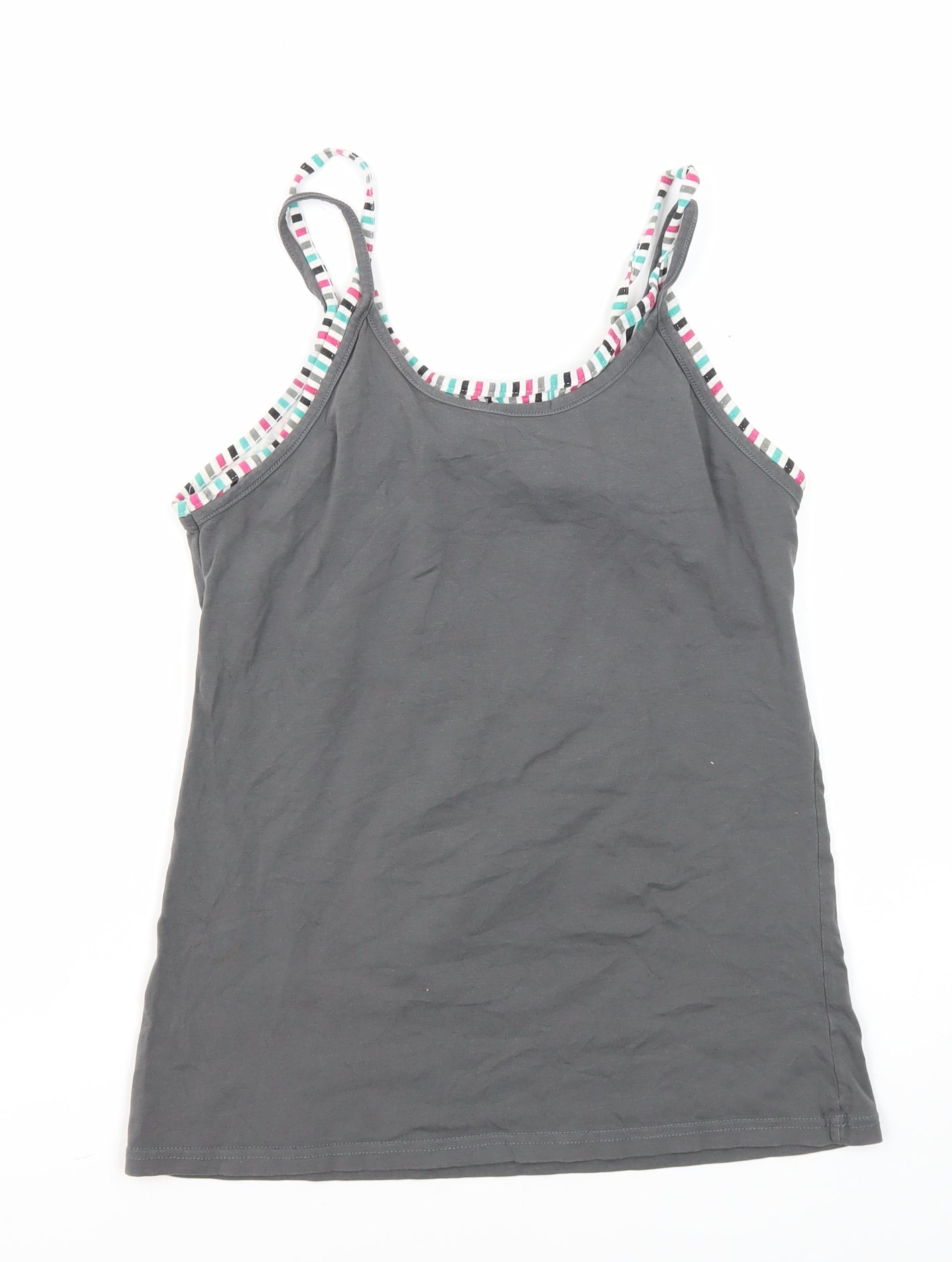 Topshop Womens Grey Polyester Blend Basic Tank Size 12 Round Neck