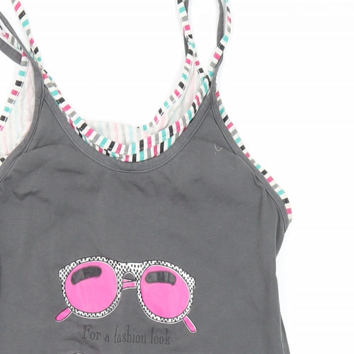 Topshop Womens Grey Polyester Blend Basic Tank Size 12 Round Neck