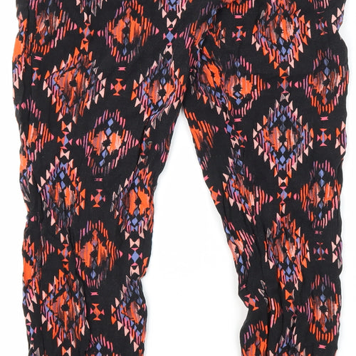 New Look Womens Multicoloured Geometric Viscose Carrot Trousers Size 8 L28 in Regular - Elastic Waist