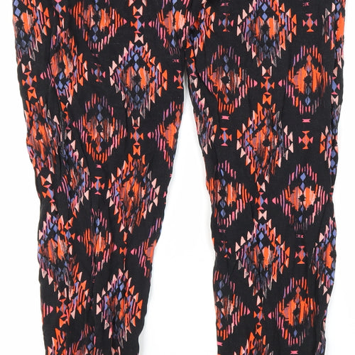 New Look Womens Multicoloured Geometric Viscose Carrot Trousers Size 8 L28 in Regular - Elastic Waist