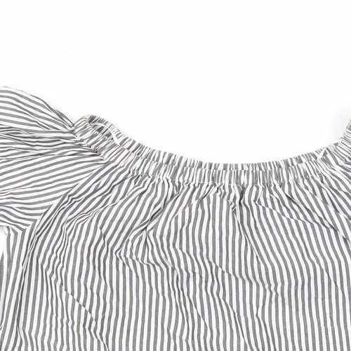 Topshop Womens Multicoloured Striped 100% Cotton Tunic Blouse Size S Boat Neck