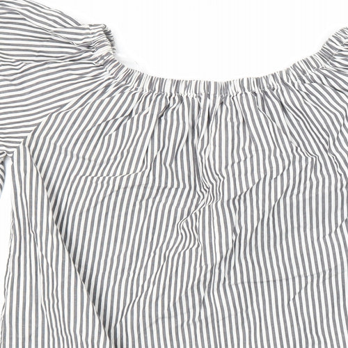 Topshop Womens Multicoloured Striped 100% Cotton Tunic Blouse Size S Boat Neck