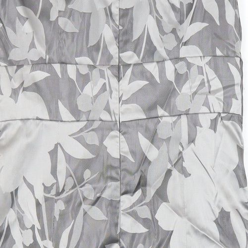 Kaliko Womens Grey Floral Polyester Shirt Dress Size 14 V-Neck Zip