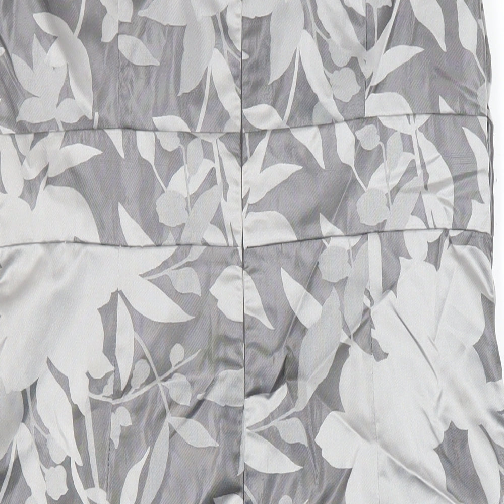 Kaliko Womens Grey Floral Polyester Shirt Dress Size 14 V-Neck Zip