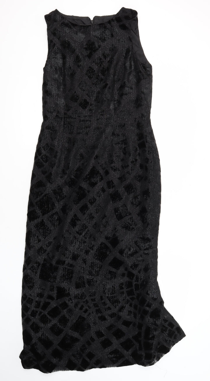 Michel Ambers Womens Black Polyester Blend Maxi Size 10 Round Neck Zip
