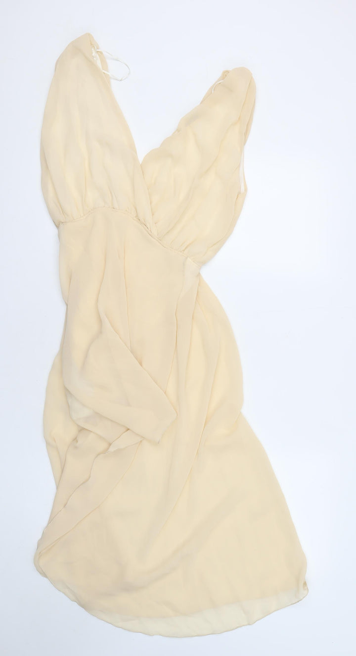 TFNC Womens Ivory Viscose Shift Size M V-Neck