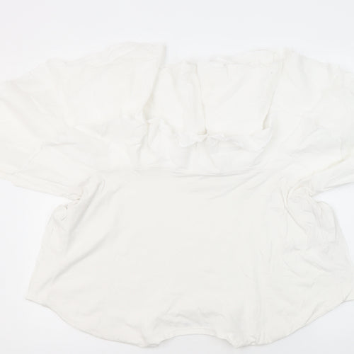 Zara Womens White 100% Cotton Tunic Blouse Size M Round Neck