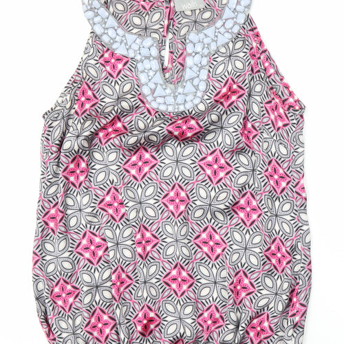 Wallis Womens Multicoloured Geometric Polyester Tunic Button-Up Size M Sweetheart - Elasticated bottom