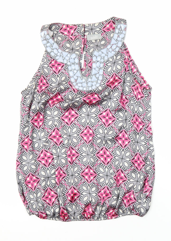 Wallis Womens Multicoloured Geometric Polyester Tunic Button-Up Size M Sweetheart - Elasticated bottom