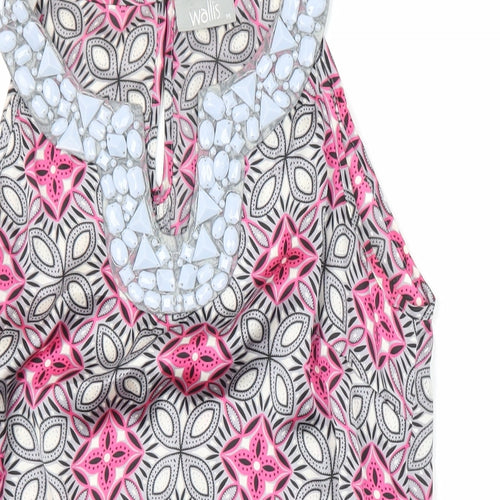 Wallis Womens Multicoloured Geometric Polyester Tunic Button-Up Size M Sweetheart - Elasticated bottom