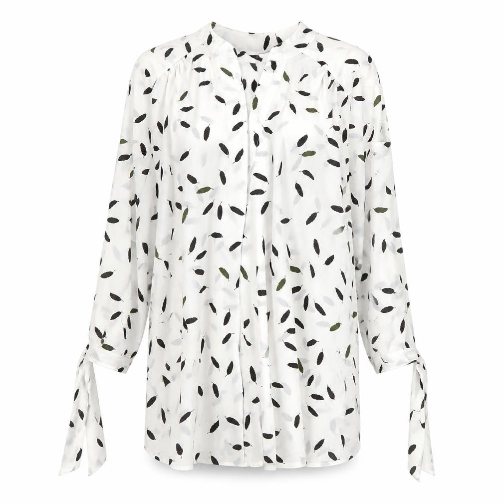 Front view of Dorothy Perkins women’s multicoloured geometric polyester tunic blouse, size UK 12, v-neck