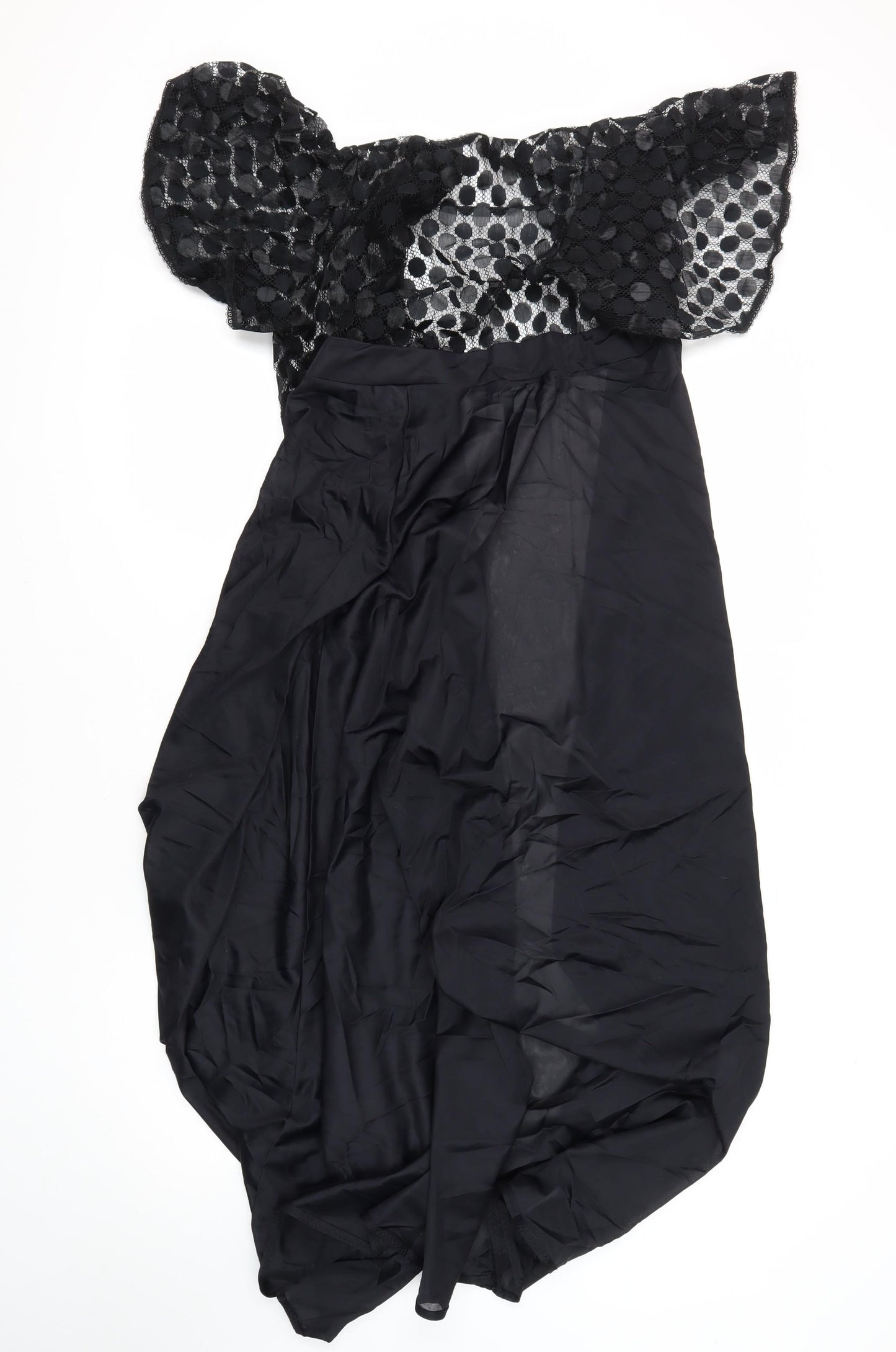 Scamp Womens Black Solid Nylon Kimono Robe Size 14 - Lace Detail