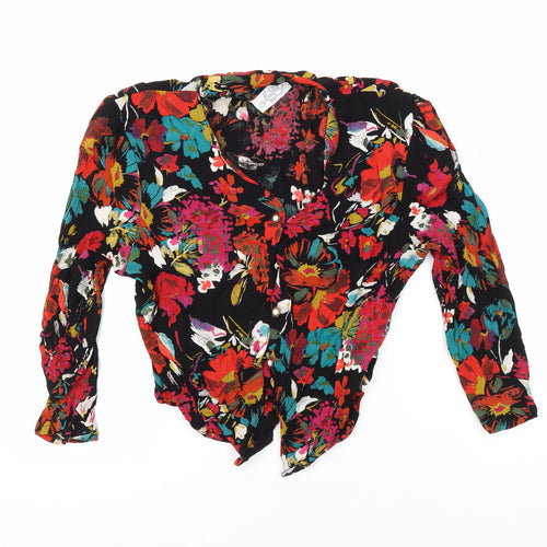 Mona Lisa Womens Multicoloured Floral Viscose Cropped Blouse Size 16 Collared