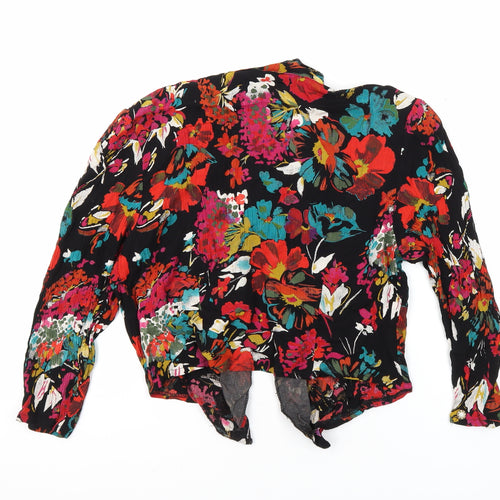 Mona Lisa Womens Multicoloured Floral Viscose Cropped Blouse Size 16 Collared