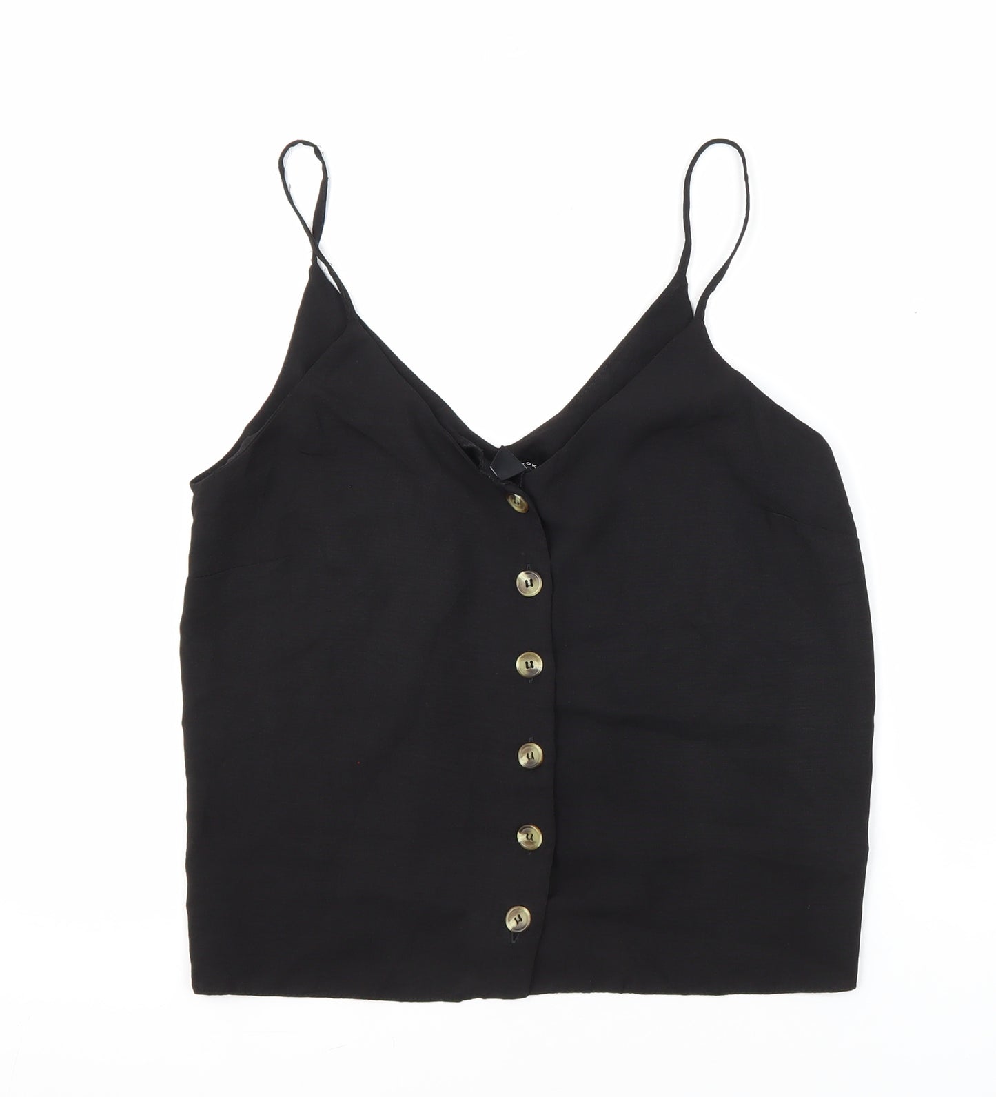New Look Womens Black Polyester Camisole Blouse Size 10 V-Neck
