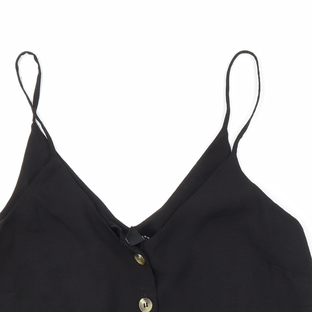 New Look Womens Black Polyester Camisole Blouse Size 10 V-Neck