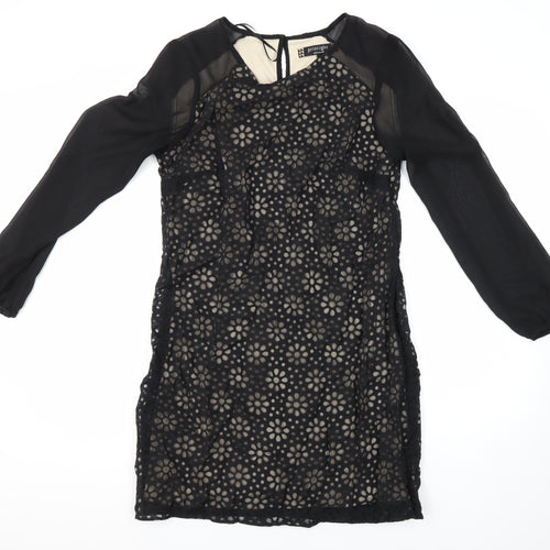 Principles Womens Black Floral Viscose Shift Size 12 Round Neck
