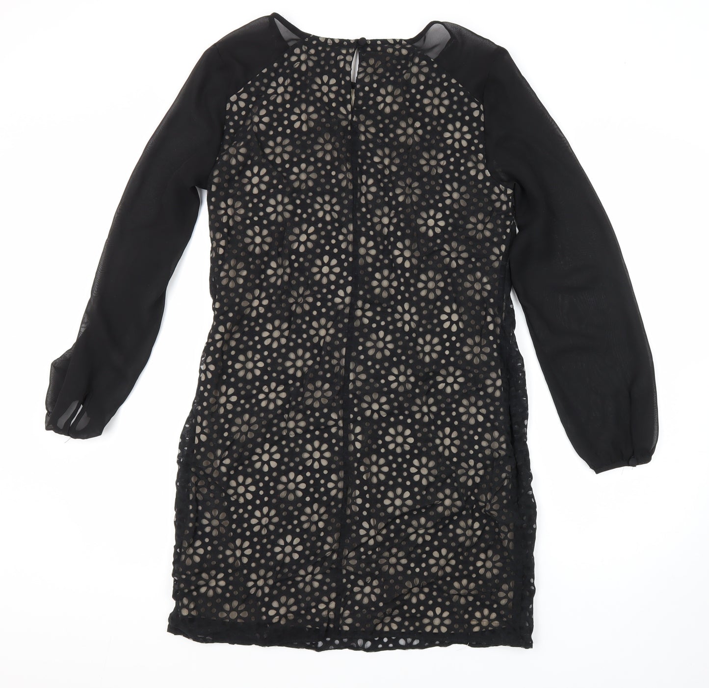 Principles Womens Black Floral Viscose Shift Size 12 Round Neck