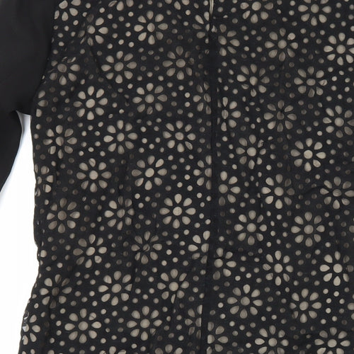 Principles Womens Black Floral Viscose Shift Size 12 Round Neck