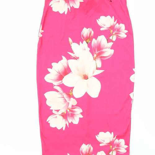 Dorothy Perkins Womens Pink Polyester Straight & Pencil Skirt Size 10 Zip