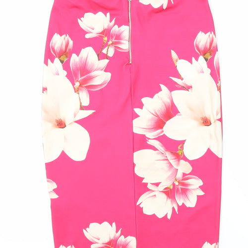Dorothy Perkins Womens Pink Polyester Straight & Pencil Skirt Size 10 Zip