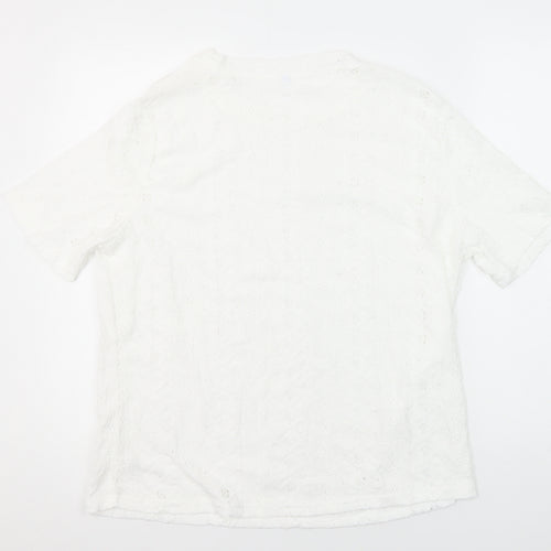 Unbranded Womens White Polyester Tunic Blouse Size XL Round Neck