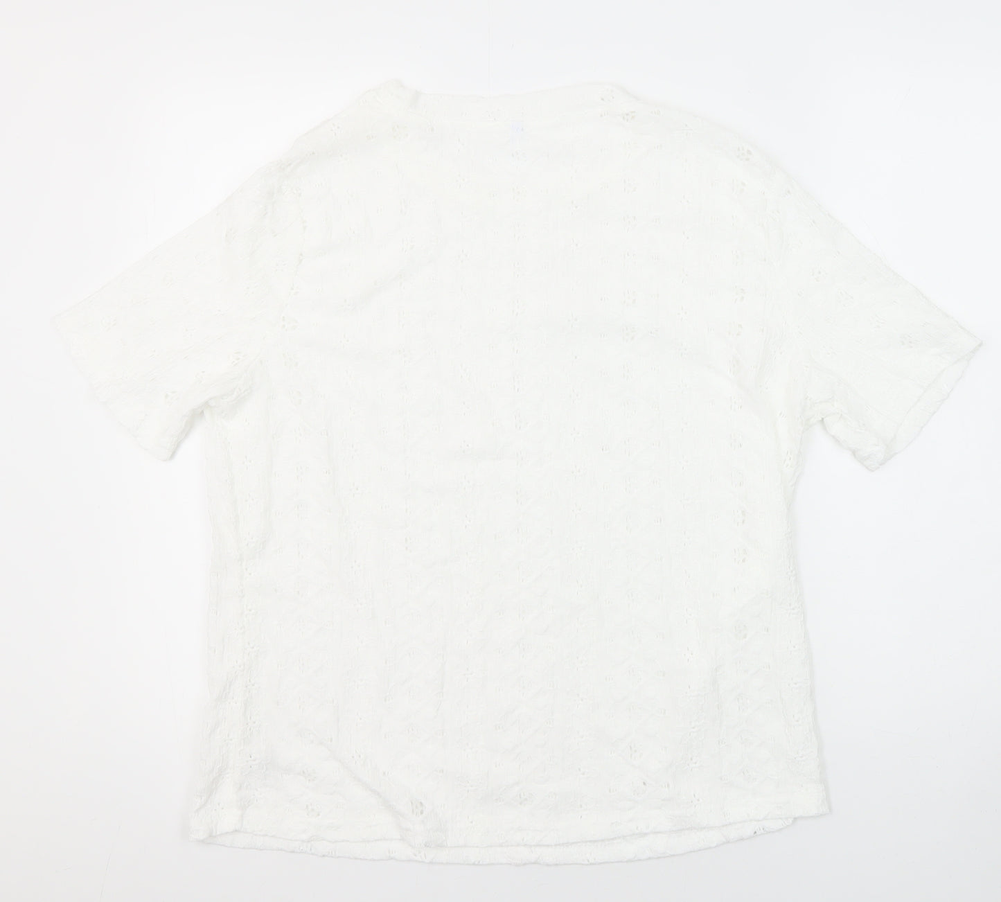 Unbranded Womens White Polyester Tunic Blouse Size XL Round Neck