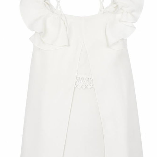 River Island Girls White Polyester Tunic Blouse Size 10 Years Boat Neck