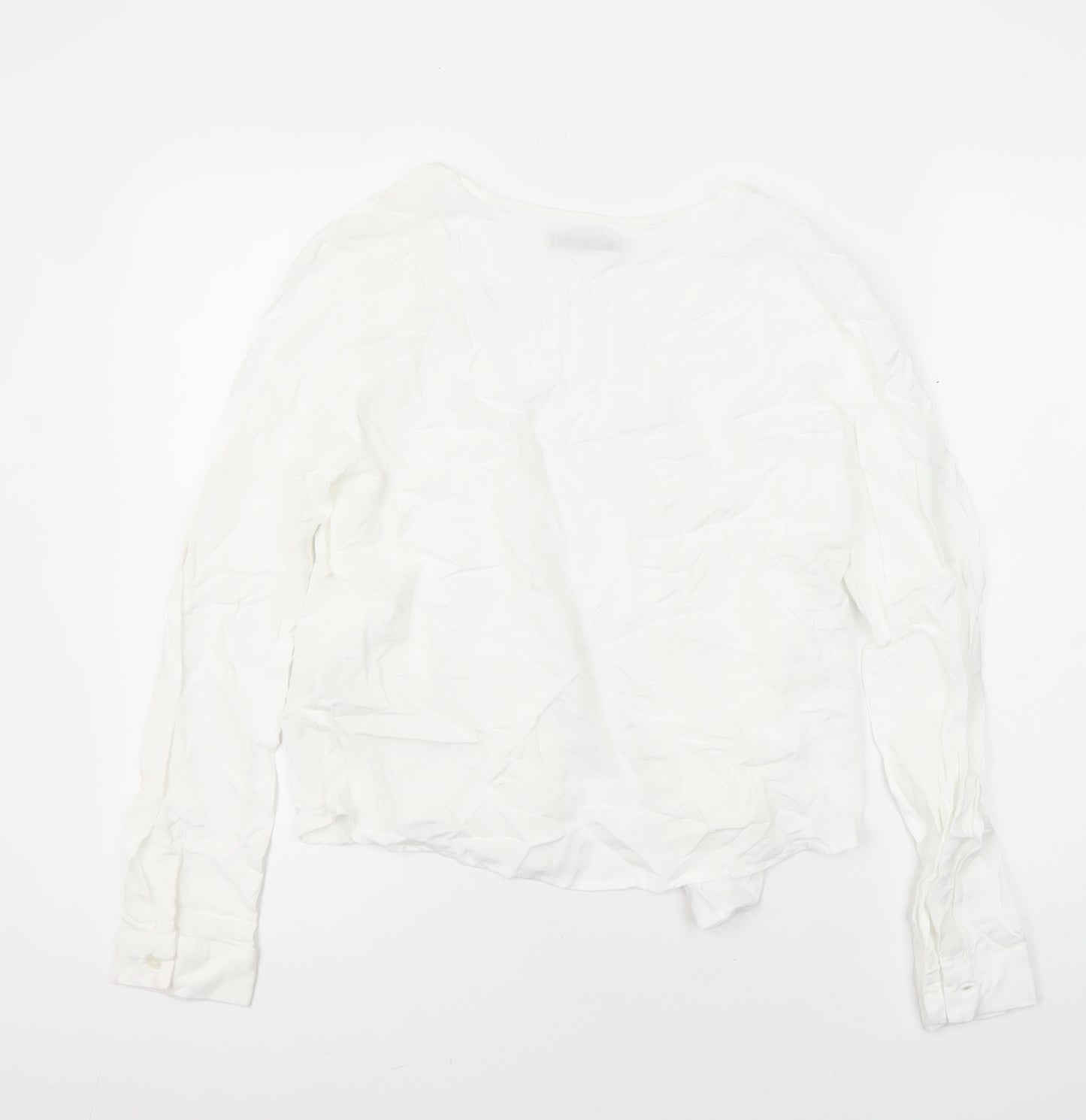 Pull&Bear Womens White Viscose Tunic Blouse Size M Collared